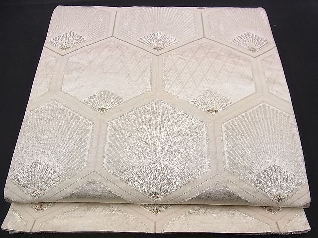 平和屋着物■六通柄袋帯 菊亀甲文 銀糸 逸品 n-jx0465
