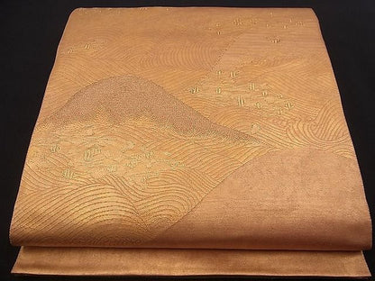 平和屋着物■六通太鼓柄袋帯 立波遠山箔散らし 金糸 引箔 逸品 n-jx0472