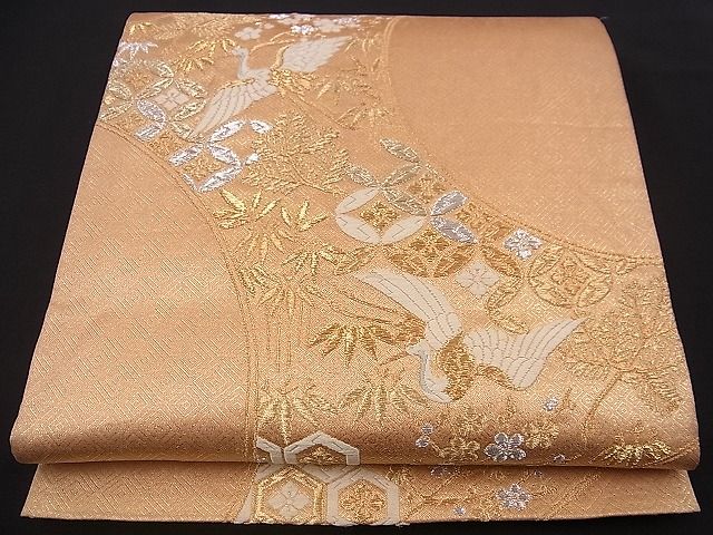 平和屋着物■佐賀錦 六通柄袋帯 松竹梅 飛鶴吉祥文 金銀糸 逸品 n-jx0493