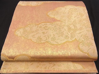 平和屋着物■六通柄袋帯 雲取り花鳥文 金糸 逸品 n-jx0693
