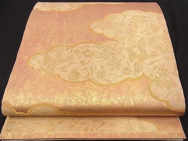 平和屋着物■六通柄袋帯 雲取り花鳥文 金糸 逸品 n-jx0693