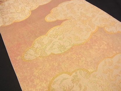 平和屋着物■六通柄袋帯 雲取り花鳥文 金糸 逸品 n-jx0693