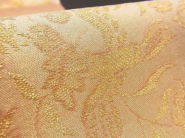 平和屋着物■六通柄袋帯 雲取り花鳥文 金糸 逸品 n-jx0693