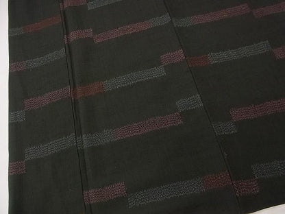平和屋着物■上質な紬　横段文　逸品　n-jx0850