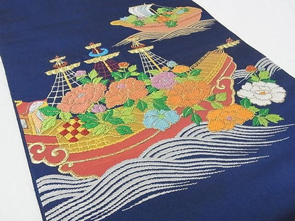 平和屋本店■極上　龍村美術織物　たつむら　六通柄　本袋帯　南蛮花船錦　金銀糸　共箱付き　正絹　逸品　KAAA0716kk4 - 平和屋