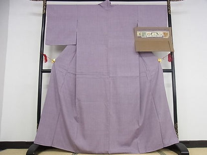 平和屋本店■極上 本場結城紬 重要無形文化財 奥順謹製 名匠会 色無地 紅藤色 証紙・反端付き 正絹 逸品 未使用 KAAA0766kk4 - 平和屋