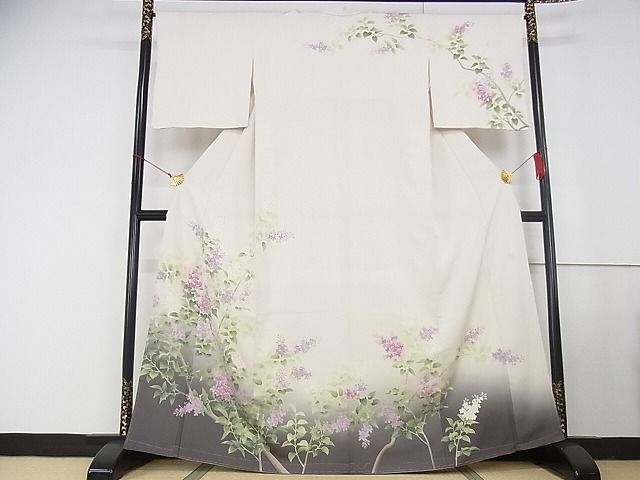 平和屋本店■極上　名門染元　秀美　十日町友禅　龍谷　訪問着　枝花文　暈し染め　正絹　逸品　未使用　KAAA0786kk4 - 平和屋