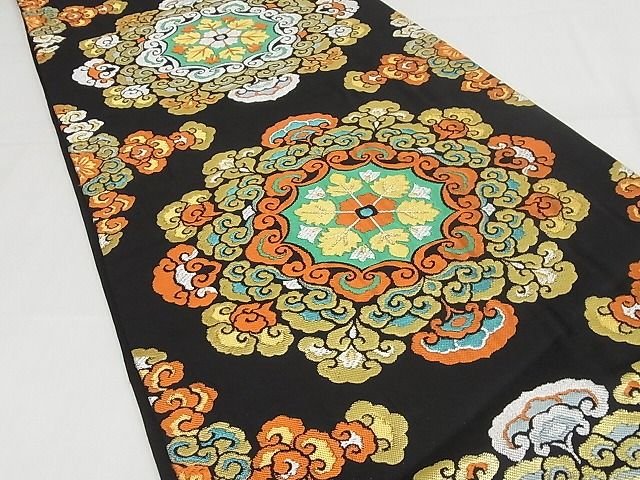 平和屋本店■極上　龍村晋謹製　六通柄　本袋帯　雲華文錦　黒地　金銀糸　色紙・たとう紙・共箱付き　正絹　逸品　KAAA10293kk4 - 平和屋