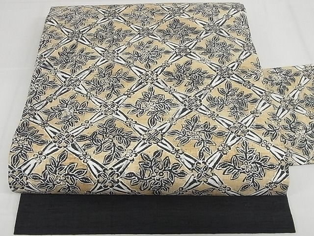 平和屋本店■極上　青山八木　九寸名古屋帯　紬地　バティック　花菱　たとう紙付き　正絹　逸品　KAAA10295kk4 - 平和屋