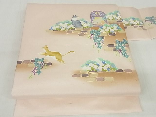 平和屋本店■極上　加賀友禅　佐藤賢一　九寸名古屋帯　加賀白山紬　散歩日和　証紙付き　正絹　逸品　KAAA10345kk4 - 平和屋