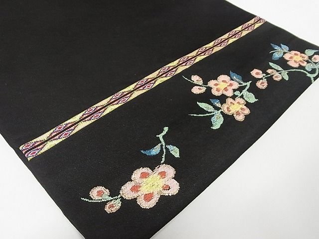 平和屋本店■最高級　龍村平蔵製　六通柄　本袋帯　楯彦花鳥錦　黒地　金銀糸　正絹　逸品　KAAA10389kk4 - 平和屋