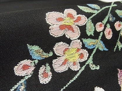 平和屋本店■最高級　龍村平蔵製　六通柄　本袋帯　楯彦花鳥錦　黒地　金銀糸　正絹　逸品　KAAA10389kk4 - 平和屋