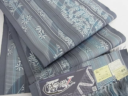 平和屋本店■極上　博多織人 黒木織物 本場筑前博多帯　八寸名古屋帯　花間道　証紙付き　正絹　逸品　未使用　KAAA10420kk4 - 平和屋