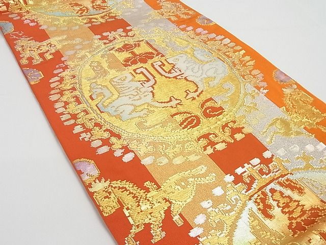 平和屋本店■最高級　龍村平蔵製　六通柄　本袋帯　円文白虎錦　金銀糸　正絹　逸品　KAAA10453kk4 - 平和屋