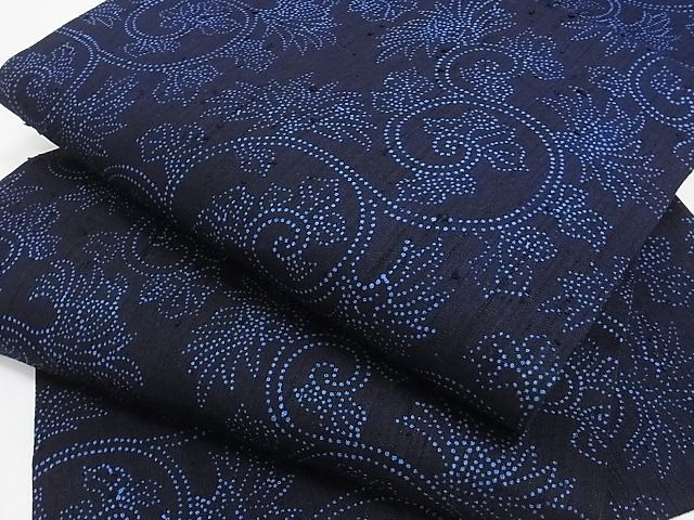 平和屋本店■極上　浦野理一　経節紬　九寸名古屋帯　花唐草文　正絹　逸品　未使用　KAAA10498kk4 - 平和屋