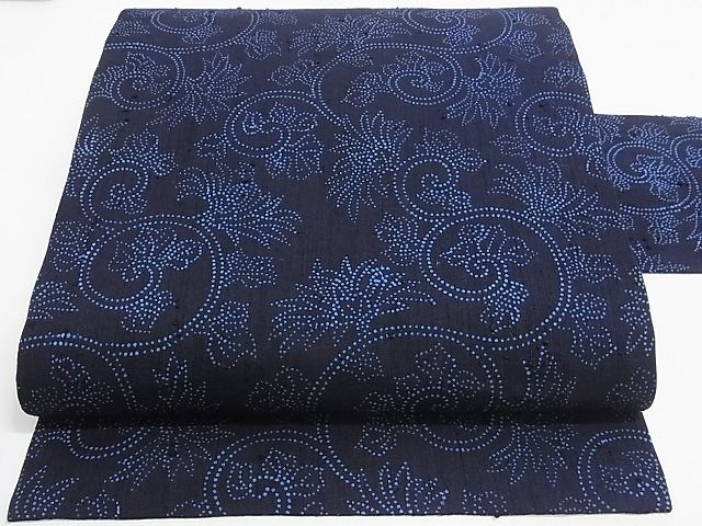 平和屋本店■極上　浦野理一　経節紬　九寸名古屋帯　花唐草文　正絹　逸品　未使用　KAAA10498kk4 - 平和屋