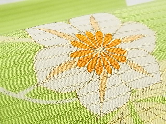 平和屋本店■極上　夏物　銀座　志ま亀　つけ帯　蔦草花文　鉄線　金彩　正絹　逸品　KAAA10627kk4 - 平和屋