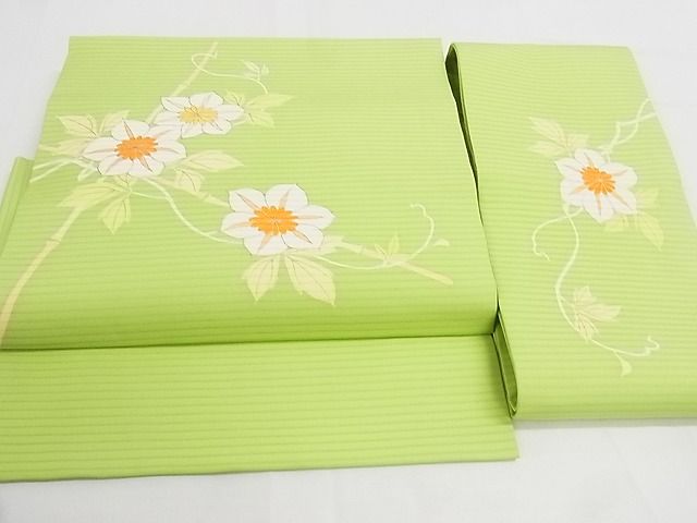 平和屋本店■極上　夏物　銀座　志ま亀　つけ帯　蔦草花文　鉄線　金彩　正絹　逸品　KAAA10627kk4 - 平和屋