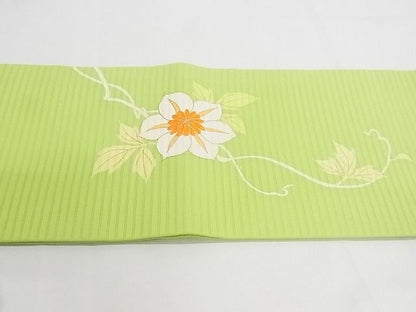 平和屋本店■極上　夏物　銀座　志ま亀　つけ帯　蔦草花文　鉄線　金彩　正絹　逸品　KAAA10627kk4 - 平和屋