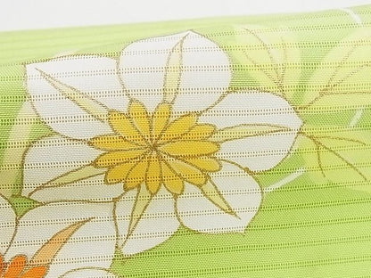 平和屋本店■極上　夏物　銀座　志ま亀　つけ帯　蔦草花文　鉄線　金彩　正絹　逸品　KAAA10627kk4 - 平和屋