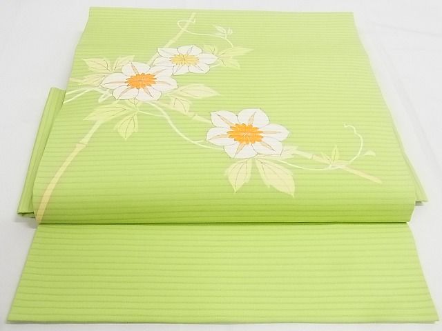 平和屋本店■極上　夏物　銀座　志ま亀　つけ帯　蔦草花文　鉄線　金彩　正絹　逸品　KAAA10627kk4 - 平和屋