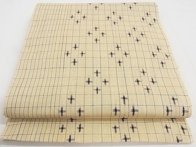 平和屋本店■極上 夏物　石川県指定無形文化財　能登上布　本麻手織上布　八寸名古屋帯 十字絣 証紙付き 逸品 KAAA10632kk4 - 平和屋