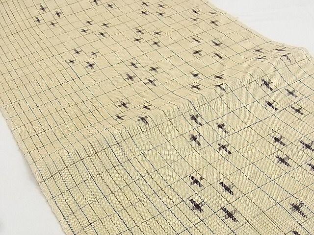 平和屋本店■極上 夏物　石川県指定無形文化財　能登上布　本麻手織上布　八寸名古屋帯 十字絣 証紙付き 逸品 KAAA10632kk4 - 平和屋