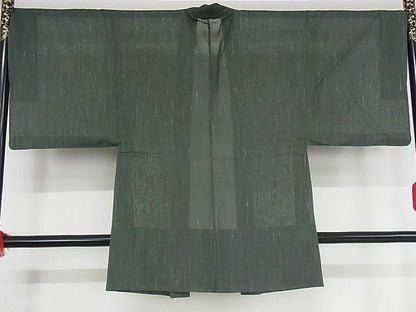 平和屋本店■極上　夏物　男性　本塩沢　夏塩沢　羽織　仙斎茶色　証紙付き　正絹　逸品　KAAA1127kk4 - 平和屋