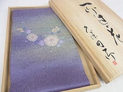 平和屋本店■極上　久保田一竹　幻の辻が花　太鼓柄袋帯　絞り　暈し染め　金通し地　共箱付き　正絹　逸品　KAAA1142kk4 - 平和屋