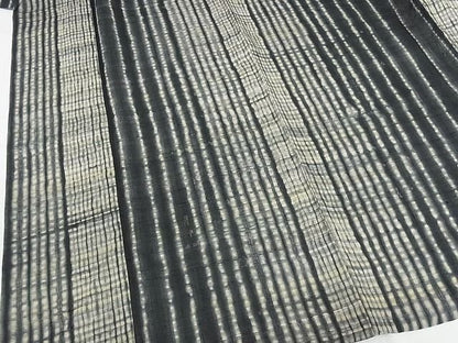 平和屋本店■極上　生紬　単衣　総絞り　縞　正絹　逸品　KAAA1227kk4 - 平和屋