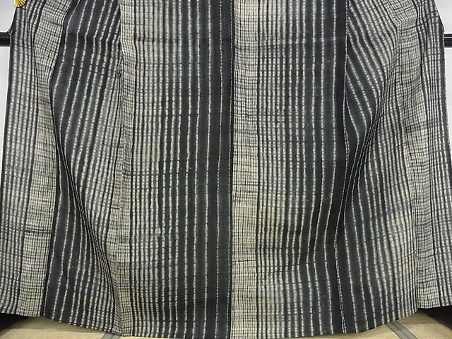 平和屋本店■極上　生紬　単衣　総絞り　縞　正絹　逸品　KAAA1227kk4 - 平和屋