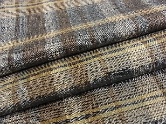 平和屋本店■極上　郡上紬　草木染　格子　正絹　逸品　未使用　KAAA1246kk4 - 平和屋