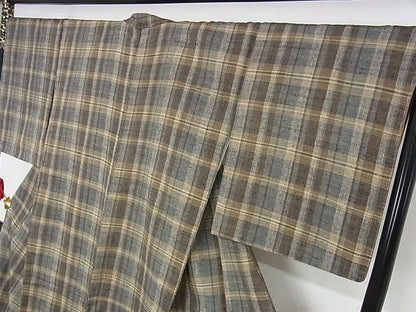 平和屋本店■極上　郡上紬　草木染　格子　正絹　逸品　未使用　KAAA1246kk4 - 平和屋