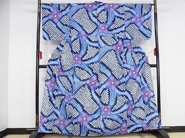 平和屋本店■極上　夏物　浴衣　有松鳴海絞り　幾何学花文　綿　逸品　KAAA1272kk4 - 平和屋