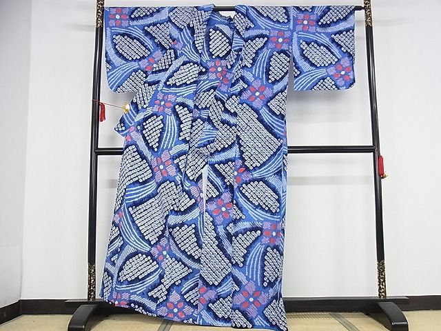 平和屋本店■極上　夏物　浴衣　有松鳴海絞り　幾何学花文　綿　逸品　KAAA1272kk4 - 平和屋