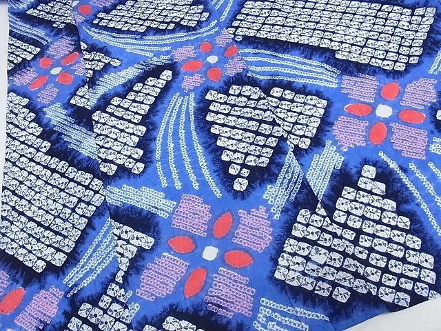 平和屋本店■極上　夏物　浴衣　有松鳴海絞り　幾何学花文　綿　逸品　KAAA1272kk4 - 平和屋