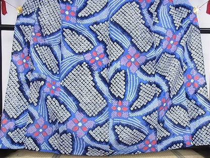 平和屋本店■極上　夏物　浴衣　有松鳴海絞り　幾何学花文　綿　逸品　KAAA1272kk4 - 平和屋