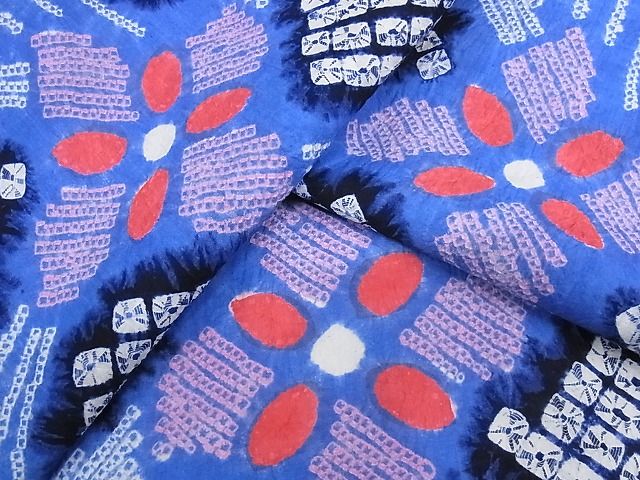 平和屋本店■極上　夏物　浴衣　有松鳴海絞り　幾何学花文　綿　逸品　KAAA1272kk4 - 平和屋