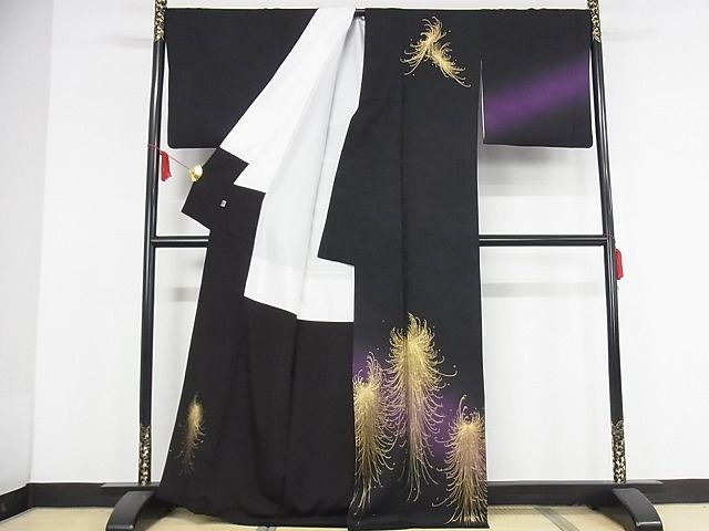 平和屋本店■極上　金彩友禅　卓越技能者・名工・和田光正監修　京金彩　華陽　訪問着　乱菊　暈し染　黒地　KAAA1290kk4 - 平和屋