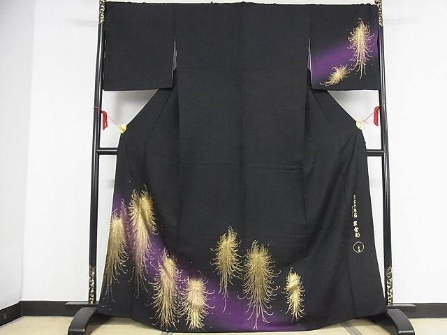 平和屋本店■極上　金彩友禅　卓越技能者・名工・和田光正監修　京金彩　華陽　訪問着　乱菊　暈し染　黒地　KAAA1290kk4 - 平和屋