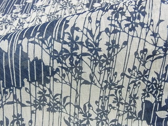 平和屋本店■極上　夏物　竺仙　小紋・浴衣兼用　草花文　反端付き　松坂屋扱い　麻　逸品　未使用　KAAA1399kk4 - 平和屋