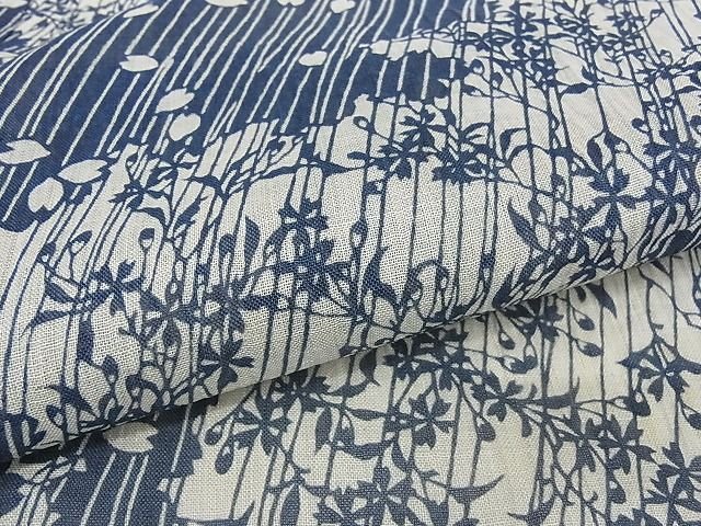 平和屋本店■極上　夏物　竺仙　小紋・浴衣兼用　草花文　反端付き　松坂屋扱い　麻　逸品　未使用　KAAA1399kk4 - 平和屋