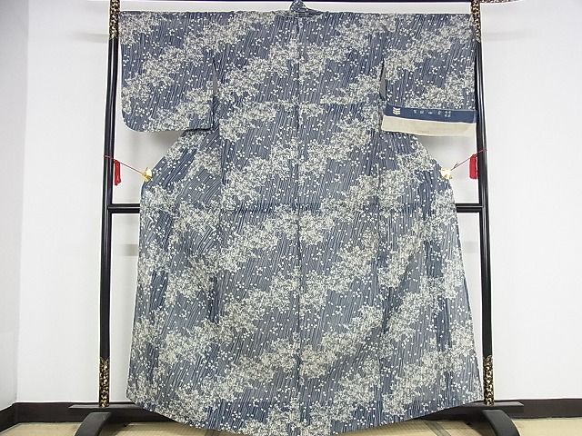平和屋本店■極上　夏物　竺仙　小紋・浴衣兼用　草花文　反端付き　松坂屋扱い　麻　逸品　未使用　KAAA1399kk4 - 平和屋