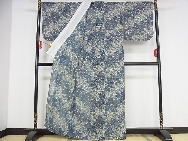 平和屋本店■極上　夏物　竺仙　小紋・浴衣兼用　草花文　反端付き　松坂屋扱い　麻　逸品　未使用　KAAA1399kk4 - 平和屋