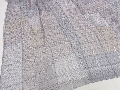 平和屋本店■極上　染色作家　斉藤三才　道行コート　単衣　格子　ロング丈　反端付き　正絹　逸品　KAAA1422kk4 - 平和屋