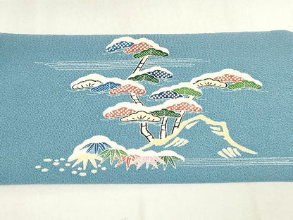 平和屋本店■極上　九寸名古屋帯　友禅　雪持ち　茶屋辻　松竹梅　銀河　浜ちりめん　反端付き　正絹　逸品　未使用　KAAA1527kk4 - 平和屋