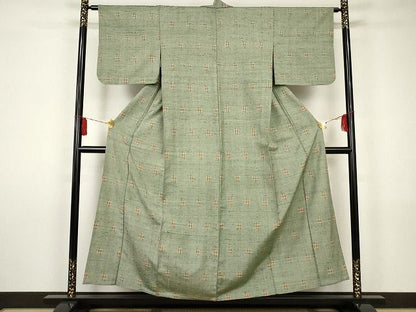 平和屋本店■希少　ざざんざ織　単衣　井桁絣　正絹　逸品　KAAA1662kk4 - 平和屋