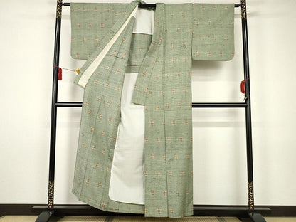 平和屋本店■希少　ざざんざ織　単衣　井桁絣　正絹　逸品　KAAA1662kk4 - 平和屋