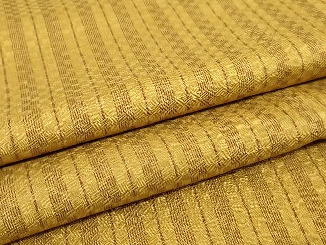 平和屋本店■希少　山下八百子　本場黄八丈　紬　市松綾織　単衣　正絹　逸品　KAAA1694kk4 - 平和屋