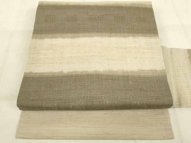 平和屋本店■希少 夏物 沖縄県無形文化財指定 本場八重山上布 九寸名古屋帯 青山八木扱い たとう紙付 麻 逸品 未使用 KAAA1742kk4